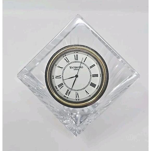 Vintage Waterford Crystal Desk Clock Meridian Cube Works PB205